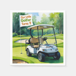 Golf 1 Geburtstag mit Golf Cart on Putting Green Serviette