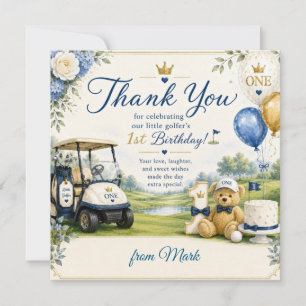 Golf 1. Geburtstag mit Golfwagen auf Putting Green Dankeskarte