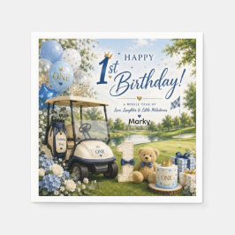 Golf 1. Geburtstag mit Golfwagen auf Putting Green Serviette