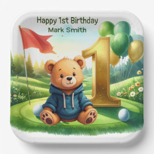 Golf 1. Geburtstag mit Putting Green Thema Pappteller