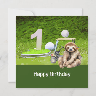 Golf 1. Geburtstag mit Sloth Golfer Karte