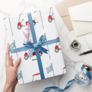 Golf 1. Geburtstagsgolfplatz mit rotem Party Geschenkpapier