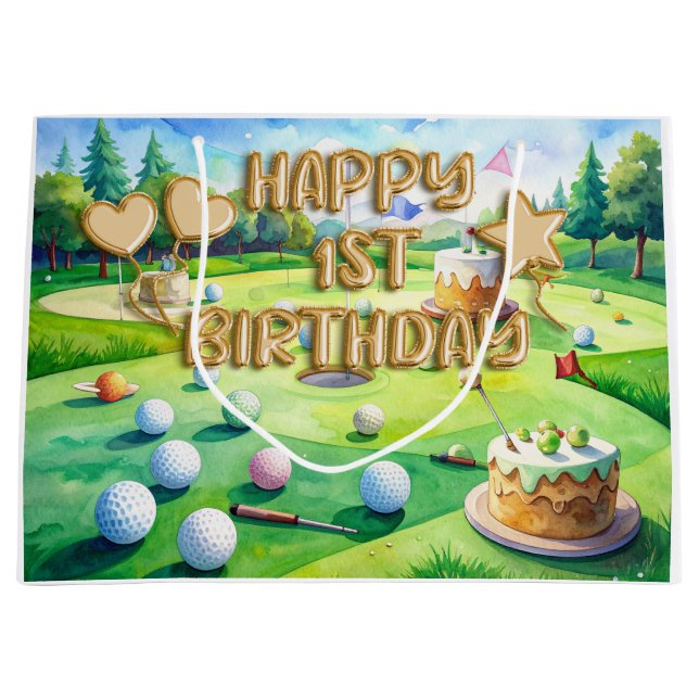 Golf 1 st Birthday for future golfer Große Geschenktüte (Vorderseite)