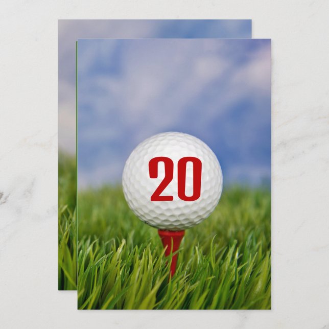 Golf 20. Geburtstagsparty Einladung (Vorne/Hinten)