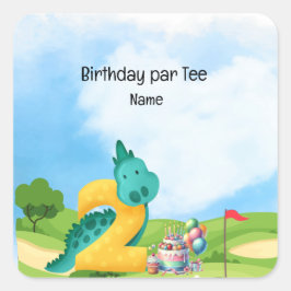 Golf 2. Geburtstag Thema für Kinder-Golfer-Party Quadratischer Aufkleber