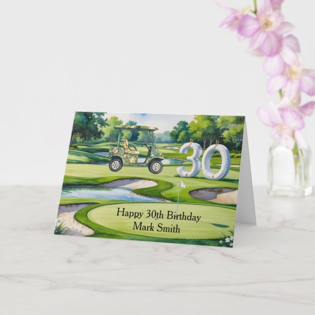 Golf 30. Geburtstag auf Golfplatz Karte (Orchidee)