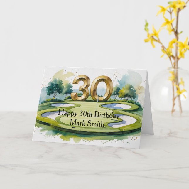 Golf 30. Geburtstag auf Golfplatz Karte (Gelbe Blume)
