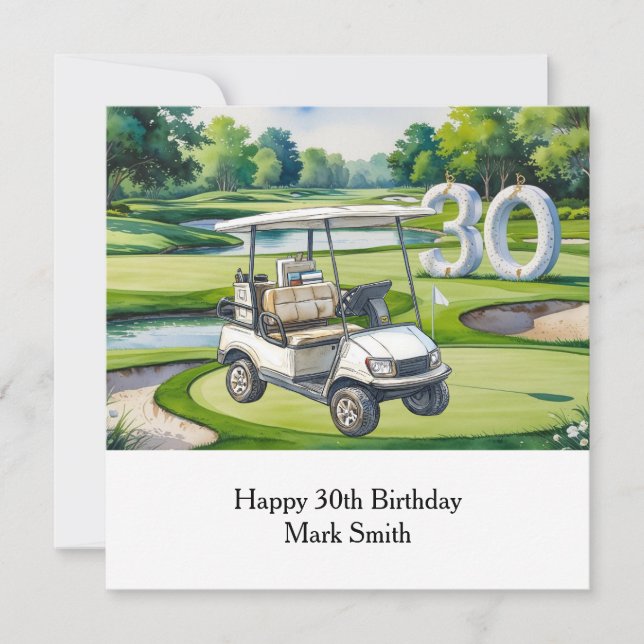 Golf 30. Geburtstag auf Golfplatz Karte (Vorderseite)
