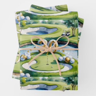 Golf 30. Geburtstag auf Golfplatz mit Nummer Geschenkpapier Set