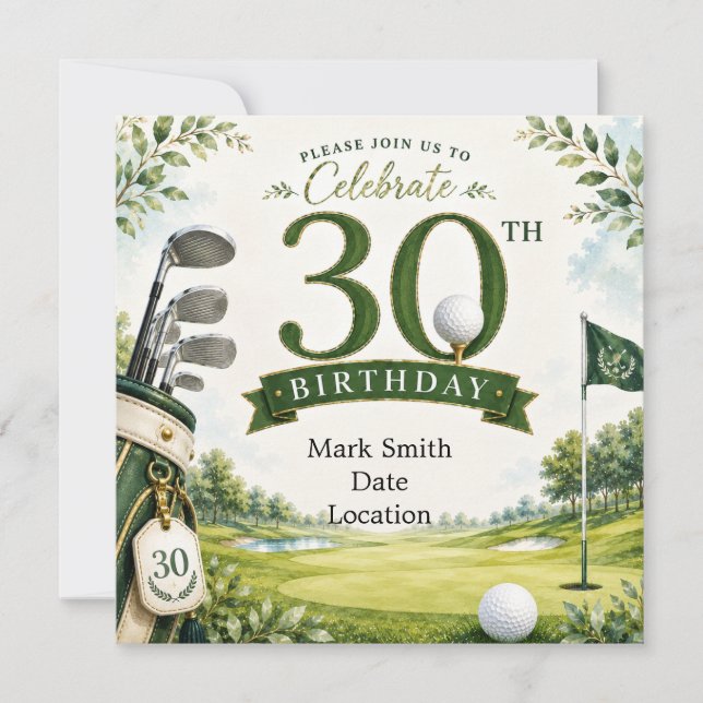 Golf 30. Geburtstag Einladung (Vorderseite)