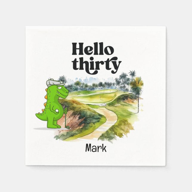 Golf 30. Geburtstag für Golfer Party Aquarell Serviette (Vorderseite)