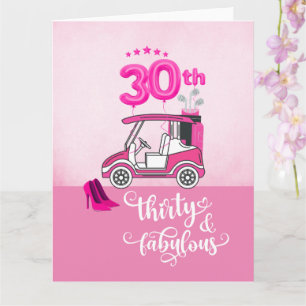 Golf 30. Geburtstag für Golfer pink Thema Karte