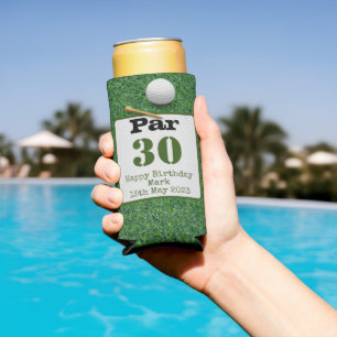 Golf 30. Geburtstag mit Golfball auf grünem Gras Selters Dosenkühler
