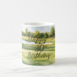 Golf 30. Geburtstag mit Golfwagen auf Grün Kaffeetasse