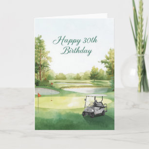 Golf 30. Geburtstag mit Golfwagen auf Grün Karte