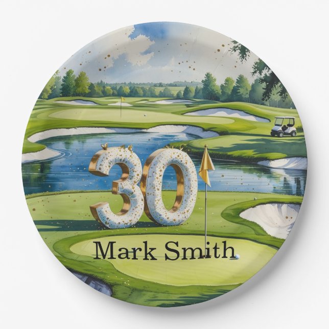 Golf 30. Geburtstag Par Tee 30 Party Pappteller (Vorderseite)