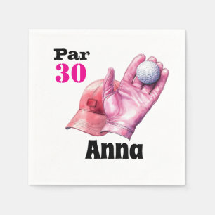 Golf 30. Geburtstag Par Tee Frau rosa Thema Serviette