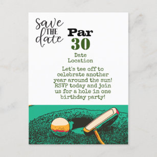 Golf 30. Geburtstag Party Save the Date Karte