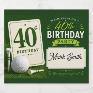 Golf 40. Geburtstag an Golfer mit Golfball Bierflaschenetikett