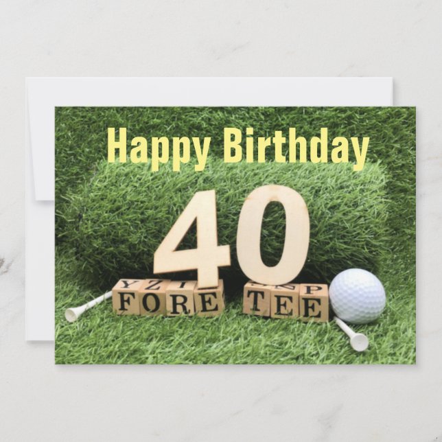Golf 40. Geburtstag mit Anzahl und Golfball Karte (Vorderseite)