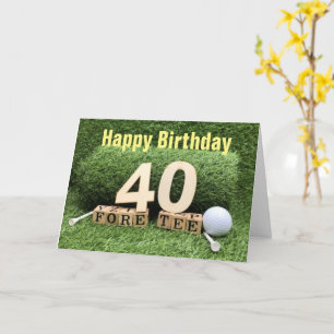 Golf 40. Geburtstag mit Anzahl und Golfball Karte