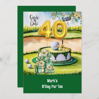 Golf 40. Geburtstag mit Cake on Course for Golfer Einladung