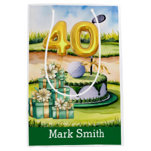 Golf 40. Geburtstag mit Cake on Course for Golfer Mittlere Geschenktüte