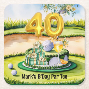 Golf 40. Geburtstag mit Cake on Course for Golfer Rechteckiger Pappuntersetzer