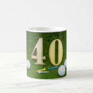 Golf 40. Geburtstag mit Golfball und Tee auf Grün Kaffeetasse
