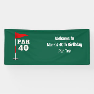 Golf 40. Geburtstag mit Kuchen auf dem Platz für G Banner
