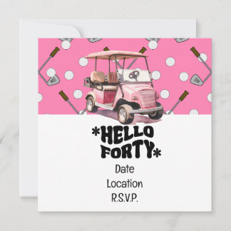 Golf 40. Geburtstag mit Rosa Karren Golfer Einladung