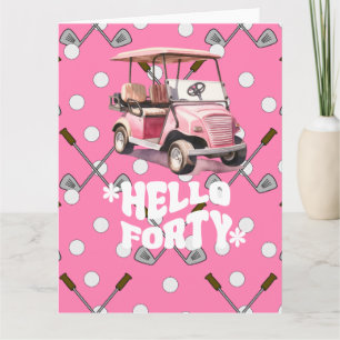 Golf 40. Geburtstag mit Rosa Karren Golfer Karte