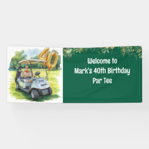 Golf 40. Geburtstag mit Torte auf dem Platz für Go Banner