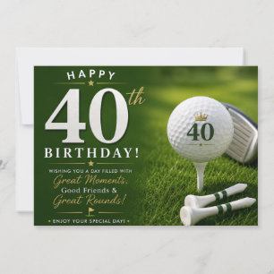 Golf 40. Geburtstag mit Zahl und Golfball Karte