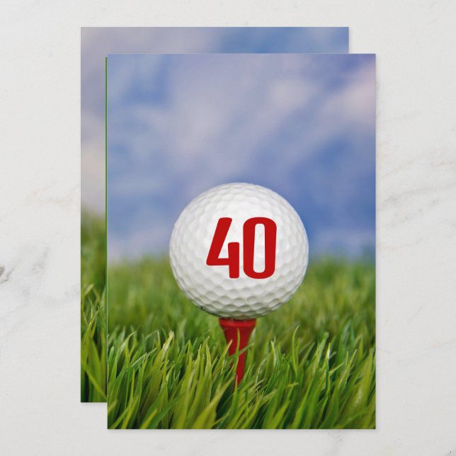 Golf 40. Geburtstag Party Einladung (Vorne/Hinten)