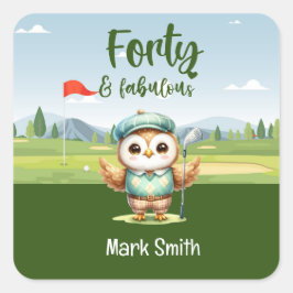 Golf 40. Geburtstag Party Golfer Geburtstag Quadratischer Aufkleber
