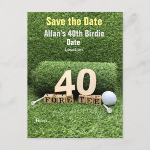 Golf 40. Geburtstag Party mit Golfball und Tee Postkarte