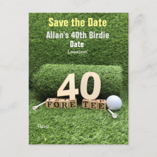 Golf 40. Geburtstag Party mit Golfball und Tee Postkarte