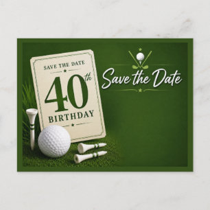 Golf 40. Geburtstag Save the Date für die Golfpar Postkarte