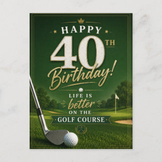 Golf 40. Geburtstag Save the Date für die Golfpar Postkarte