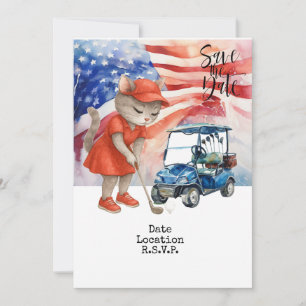 Golf 4 Juli Cat Einladungskarte Save the Date Einladung