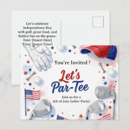 GOLF 4. Juli Independence Day Golfer-Party Feiertagspostkarte