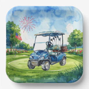 Golf 4. Juli-Party mit amerikanischer Flagge Pappteller