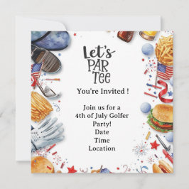 GOLF 4. Juli Unabhängigkeitstag Golfer-Party Einladung