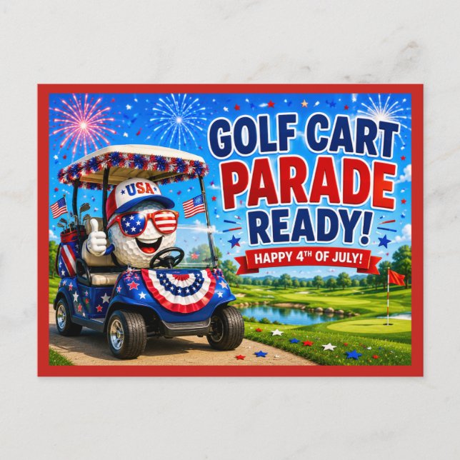Golf 4. Juli Unabhängigkeitstag  Postkarte (Vorderseite)