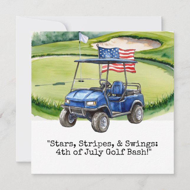 Golf  4th July Independence Day  Einladung (Vorderseite)