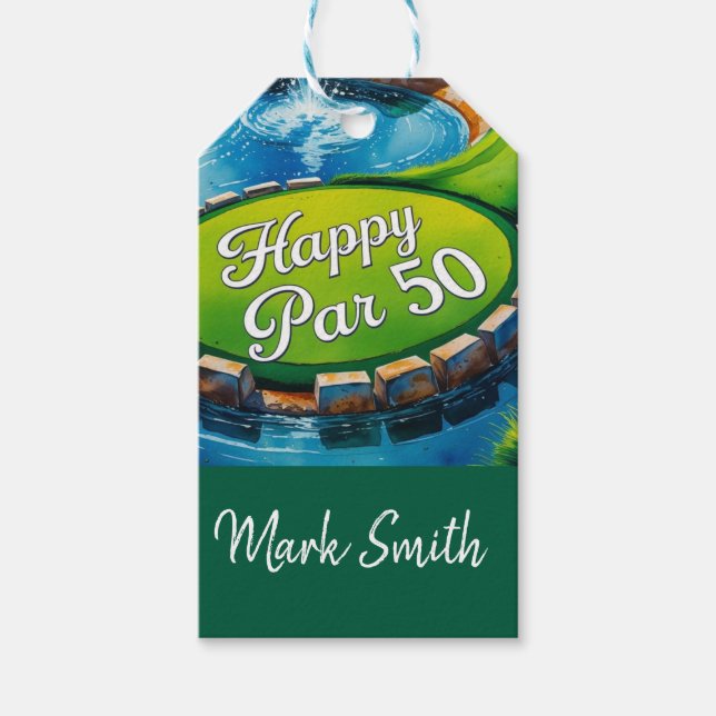 Golf 50. Geburtstag auf Golfplatz Geschenkanhänger (Vorderseite)