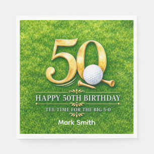Golf 50. Geburtstag auf grün Serviette