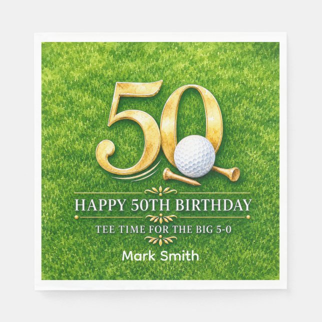 Golf 50. Geburtstag auf grün Serviette (Vorderseite)