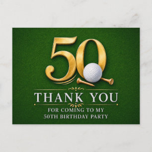 Golf 50. Geburtstag auf grünem Grund Postkarte